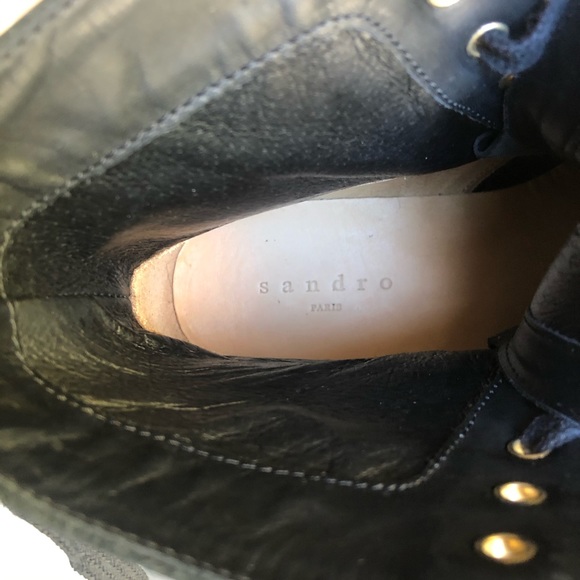 SANDRO PARIS | Lace up leather combat biker boot - Picture 11 of 12